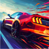 A sleek sports car drifting around a glowing neon corner