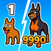 Cute dogs leading a defense against colorful alien invaders